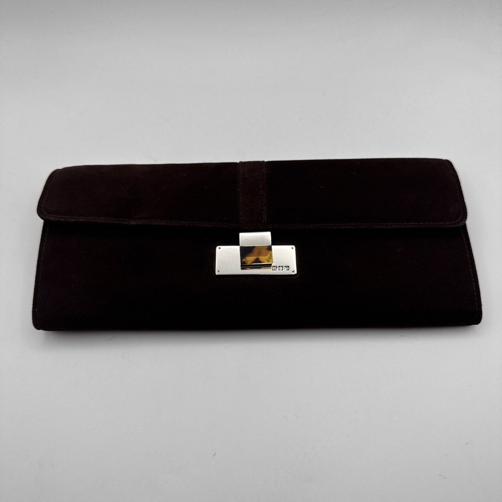 Ralph Lauren Jewelry Travel Case Holder Roll Suede & Leather Chocolate Brown
